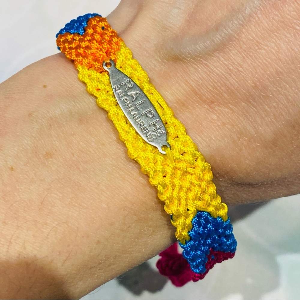 Ralph Lauren Handmade Multicolor Woven Friendship Bracelet Adjustable Surfer Sun